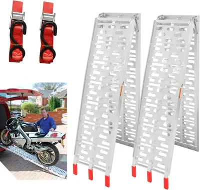 Productafbeelding van Inklapbare Oprijplaten set van 2 - 680 kg Draagvermogen, Aluminium Laadhellingen voor Auto, ATV en Motor