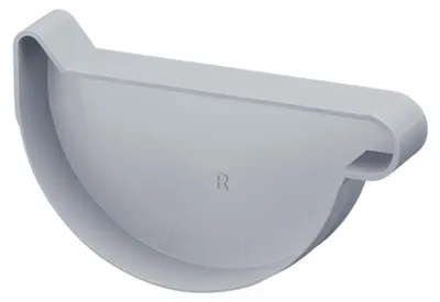 Produktbild von INEFA Dachrinnen Endstück halbrund, PVC NW180 / 180mm, rechts Grau Dachrinnenzubehör, einfache Steckmontage,  Germany