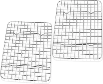 Produktbild von Edelstahl Kuchengitter Set 2er Pack 22x16 cm Backgitter Rostfrei Spülmaschinenfest
