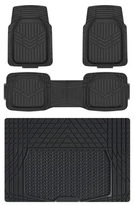 Produktbild von A. Universal-Fußmatten-Set, robust, aus PVC, 4 Stück, inklusive Gepäckraummatte