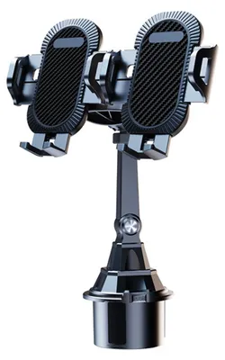 Produktbild von INF Doppel-Becherhalter Doppel-Handy-Autohalter mit werkzeugfreier Installation, 180° Neigung und 360° Rotation, höhenverstellbar — Schwarz