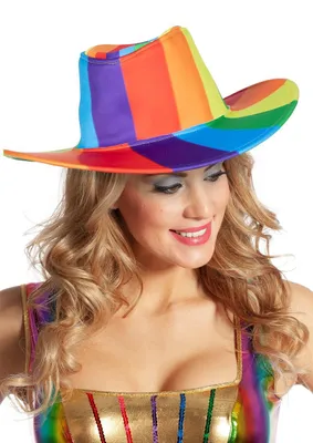 Produktbild von Cowboy Hut in Regenbogenfarben – buntes Karneval Accessoire