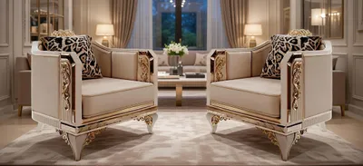 Produktbild von Moderner Sessel mit goldenen Details für Ihr Wohnzimmer