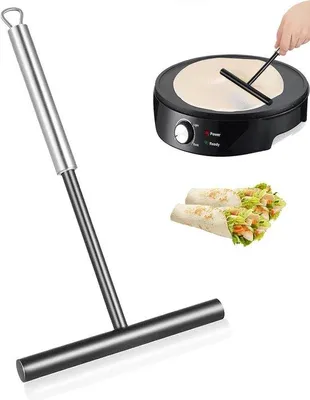 Obrázek produktu pro Špachtle na palačinky ve tvaru písmene T s rukojetí z nerezové oceli – 20 cm – nerezová špachtle na crêpové těsto – kuchyňské příslušenství