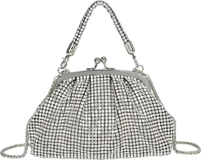 Image de Gallantry, pochette de soirée rétro avec perles et fermeture clic clac, argent
