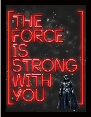 Immagine prodotto di Star Wars - Poster incorniciato "La Forza è forte con te", Neon PM9707 (40 cm x 30 cm) (Rosso/Nero)