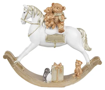 Produktbild von Clayre & Eef Figur Schaukelpferd 15 cm Weiß Kunststoff