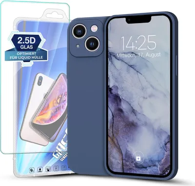 Produktbild von Hülle für iPhone 15 Plus mit 9H Displayglas Displayschutz Plus Case Cover Bumper Silikon Softgrip Schutzhülle Farbe: Lavendelblau