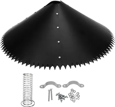 Produktbild von Eichhörnchen-Ablenkbleche mit Spikes für Vogelfutterstange, 3 Stück, umwickelbarer Schutz, wetterbeständig, Schwarz