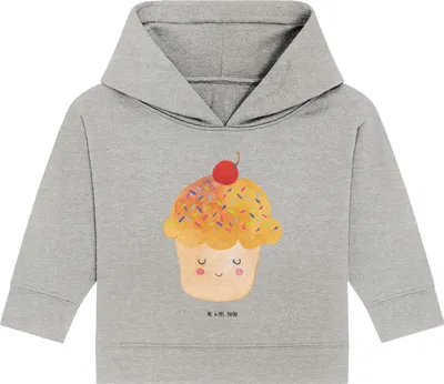 Produktbild von Mr. & Mrs. Panda Organic Baby Hoodie Cupcake 24. - 36. Monat - Heather Grey - Geschenk, Koch, Küche Spruch, Cupcakes, Kapuzenshirt, Muffin, Kapuzensweatshirt, Wunder