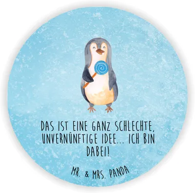 Produktbild von Mr. & Mrs. Panda magnet Pinguin Lolli - Eisblau - Geschenk, Pinguine, pinnwand, Spruch, holz, Unvernünftig, für kühlschrank, haftmagnet, Kühlschrankmagnet, Süßigkeiten