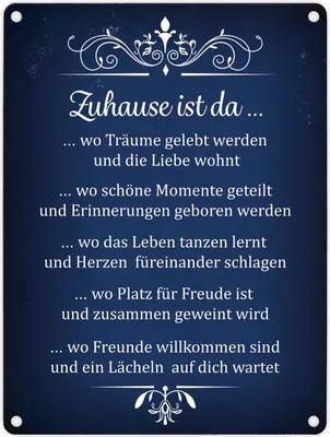 Produktbild von Metallschild mit Spruch: Zuhause ist da... Blechschild Schild Dekoration