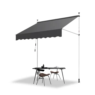 Immagine prodotto di Tenda da sole TolleTour Tenda da sole articolata idrorepellente per balcone Tenda da sole per balcone Protezione solare Tenda da sole a morsetto Grigio 2,5 m