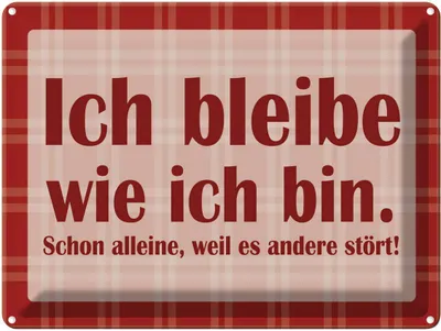 Produktbild von vianmo Blechschild 30x40 cm Ich bleibe wie bin Spruch Zitat