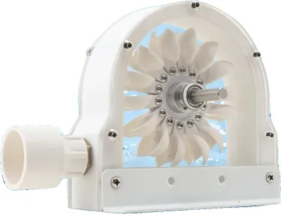 Obrázek produktu pro Generátor vodní energie, výkon 100-300 W, rozsah otáček 500-4000 ot/min, tlak vody 0,5-2 MPa, odolný materiál PP, elegantní akrylový design