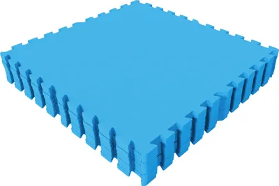 A stack of blue interlocking puzzle mats.