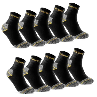 Produktbild von Arbeitssocken Kurz 10 oder 20 Paar WORK "kurze Arbeitssocken" Herren Kurzsocken mit Vollfrottee verstärkt 10202 - 10Paar Schwarz/Grau Meliert 43-46