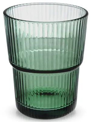 Immagine prodotto di Bicchiere in vetro verde rigato, 400 ml – Lavabile in lavastoviglie
