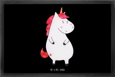 Produktbild von Mr. & Mrs. Panda fußmatte Einhorn Wut 60 x 90 cm - Schwarz - Geschenk, Fußabtreter, Unicorn, Einhörner, Spaß, Schmutzmatte, Schmutzfangmatte, Arbeit, Lustig, bodenmatte