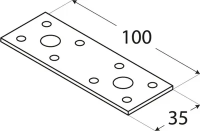 Immagine prodotto di DMX 4471 LP1 Connettore piatto 100x35x2,5mm Connettore per legno Piastra forata Piastra forata Connettore Staffa angolare