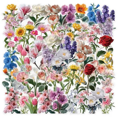 150 Rub-on-Sticker Blumen, transparent, Scrapbook-Set