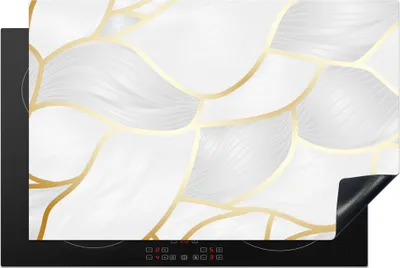 Produktbild von KitchenYeah© Herdabdeckplatte Abstraktes Muster mit goldenen Linien , 81x52cm, Küche Deko, Glaskeramikkochfeld Herdabdeckung, Abdeckplatte fùr Kochfeld