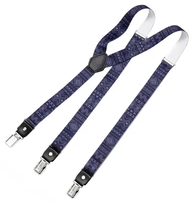Produktbild von DonDon® Herren Hosenträger schmal 2,5 cm – 3 Clips in Y-Form – elastisch und längenverstellbar Boho