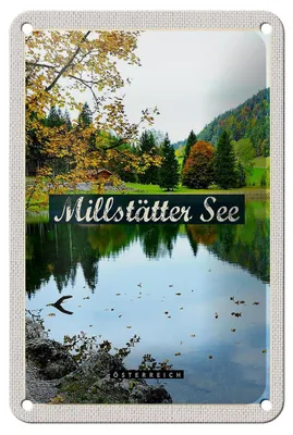 Produktbild von Blechschild Reise 12x18cm Millstätter See Natur Wald Urlaub Schild