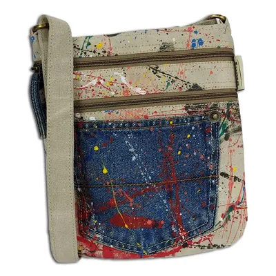 Produktbild von Sunsa Damen vegane Umhängetasche. Nachhaltig Crossover Tasche aus Leinwand & recycelte Jeans.