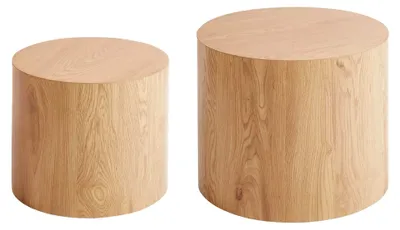 Produktbild von Couchtisch-Set 2er Rund im Japandi-Stil aus MDF in Hellbraun
