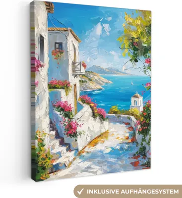 Produktbild von MuchoWow® - Leinwandbilder - Landschaft - Blumen - Natur - Sommer, Wandbild, Wanddeko Bilder Wohnzimmer, 60x80cm