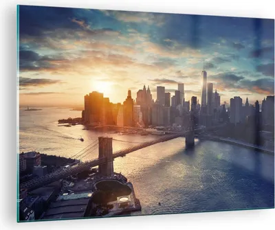 Produktbild von Bilder auf glas - New York Stadt - 70x50cm - Glasbilder - Wandbilder - Kunstdruck - zum Aufhängen bereit - Wanddekoration aus Glas - Glas Bilder - Wandbild auf Glas - Einteilig - GAA70x50-3733