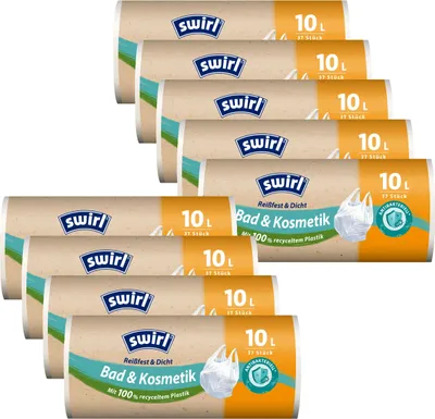 Produktbild von 9x Swirl Tragegriff Müllbeutel 10L ( 37 stk./Rolle )