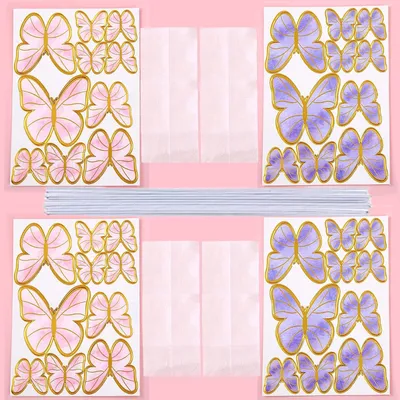 Produktbild von 42 Stück dreidimensionale Schmetterlings Tortendekoration Cupcake-Topper Geburtstag Mädchen Festdekoration Tortendekoration
