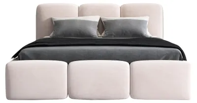 Produktbild von Polsterbett STERN 160x200 mit Matratze und Bettkasten. Farbe: Beige.
