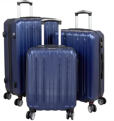 Produktbild von JUNG Champ Koffer Set 3 teilig Blau ABS-Hartschale, mit Zahlenschloß, Teleskopgriff, Kofferset 3 Größen - Handgepäck/Mittel/Groß, Reisekoffer mit Roll
