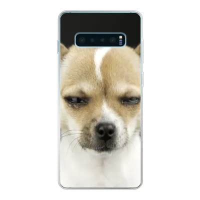 Produktbild von MuchoWow® Handyhülle Schutzhülle Hülle für Samsung Galaxy S10 Lite Weinender Hund auf schwarzem Hintergrund Silikon Softcase Handy Hülle