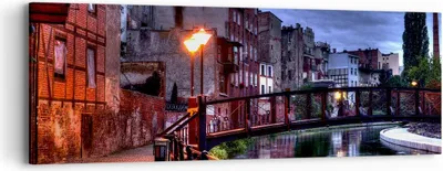Produktbild von Bild auf Leinwand - Leinwandbild - Architektur Altstadt Stadt Fluss - 90x30cm - Wand Bild - Wanddeko - Leinwanddruck - Bilder - Kunstdruck - Wanddekoration - Leinwand bilder - Wandkunst - AB90x30-0500