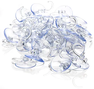 40 Saugnapfhalter mit Kunststoffhaken, transparent, Ø 4 cm