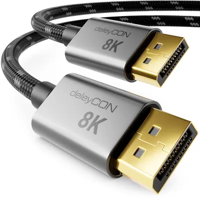 Produktbild von deleyCON 1m 8K DisplayPort Kabel 1.4 8K@60Hz 4K@165Hz 2K@360Hz HBR3