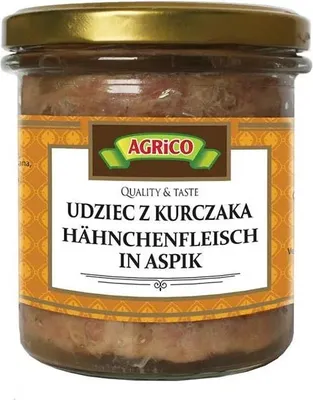 Produktbild von Agrico "Fine Chicken Meat" Hähnchenfleisch in Aspik 300g