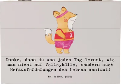 Produktbild von Mr. & Mrs. Panda Kiste Volleyball Trainerin Inspiration 22 x 15 cm - Grau Pastell - Geschenk, Dankbarkeit, schatztruhe, Leidenschaft, Mentorin, geschenkkiste, Sportart