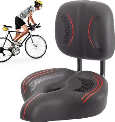 Produktbild von Fahrradsitz Breiter Fahrradsattel mit Rückenlehne, Leder, Komfortabel, Für Rennrad & Heimtrainer