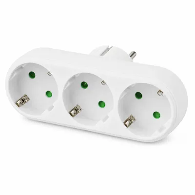 Produktbild von 3-fach Steckdosenadapter 16A 250V – Dreifachstecker mit Schutzkontakt – kompakter Steckdosenverteiler ohne Kabel, Weiß, KI-generiertes Bild