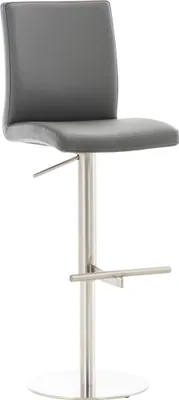 Produktbild von Verstellbarer Barhocker – Hocker – Bequemer Sitz mit Fußstütze, 360° drehbares Design | Grundfarbe: Edelstahl | Farbe: Grau