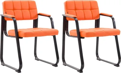 Produktbild von Set mit 2 bequemen Besucherstühlen – Besprechungsstühle –  Sitzposition | Farbe: Orange