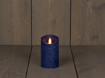 Produktbild von Kerze Antique bleu Wax Rustic Moving Flame 7,5X12.5Cm 3Xaaa/Zeitschaltuhr