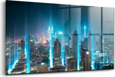 Obrázok produktu pre Obraz z tvrdeného skla - Maľovanie Stien - Temperované Sklo - 120x60 cm - Mrakodrapy Dubaj