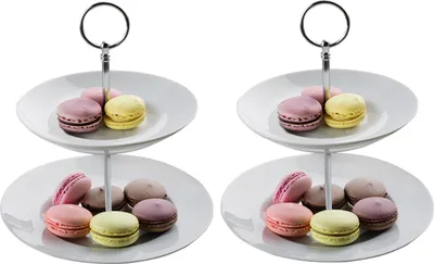 Produktbild von Etageren - H 23 cm - Weiß - Porzellan - 2 Etagen - 2er Set