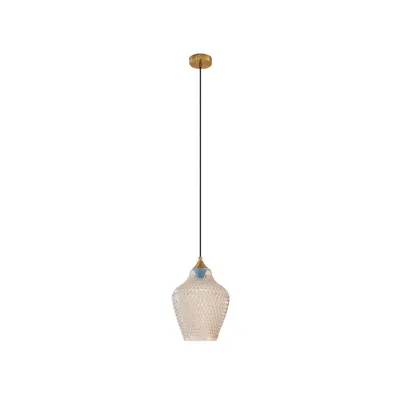 Produktbild von Lindby Drakar Hängeleuchte, 1fl, amber, Ø 22cm